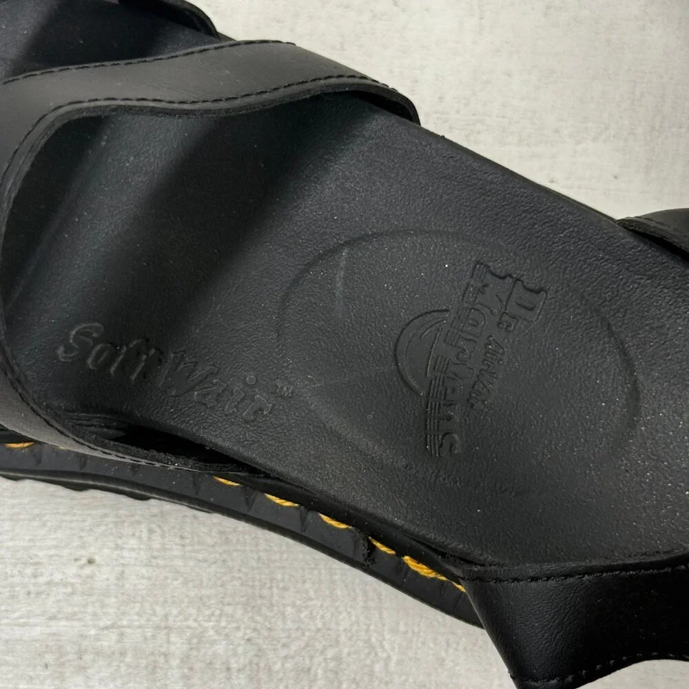 Dr. Martens Blaire Quad Platform Gladiator Sandals Black Hydro Leather Size 9 - Picture 13 of 13
